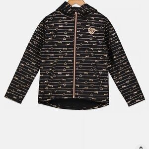 Body Globe Kids Girls Allover Print Softshell Jacket Black Size 10-12 Outerwear